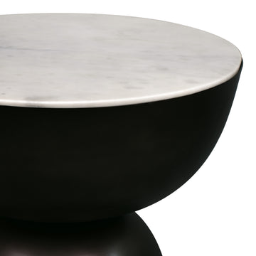 Atarah 16" Contemporary Natural Marble/Metal Handmade Hourglass End Table - JONATHAN Y